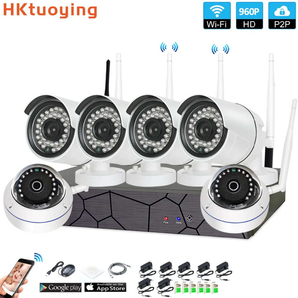 Plug and Play 6CH 1080P HD Беспроводной NVR Kit P2P 960P внутренний наружный IR Ночное Видение