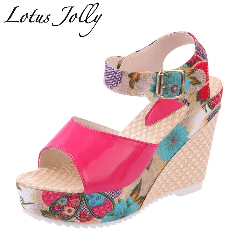 Классические женские босоножки Летняя обувь Женские туфли на танкетке с