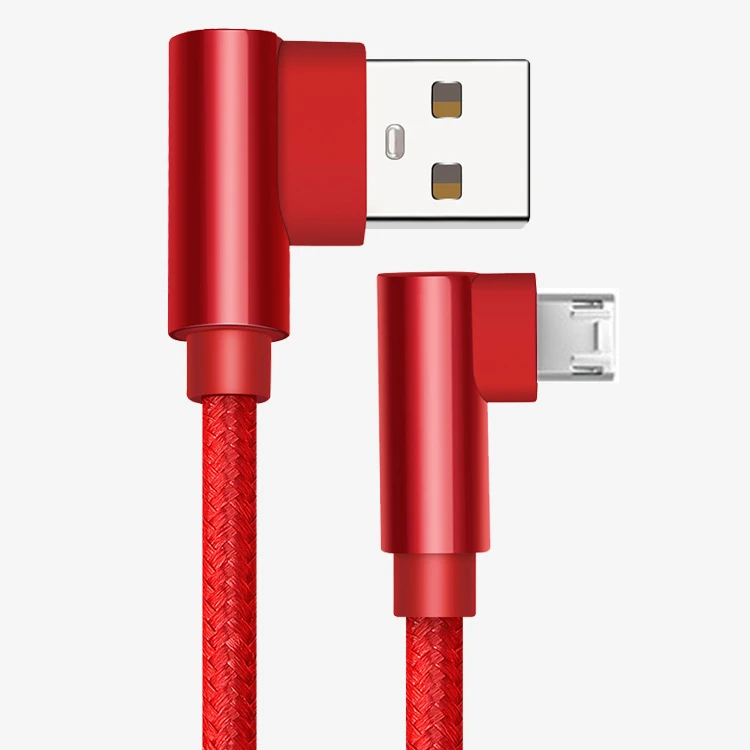 Red - Micro USB QC 3,0 двойной локоть мобильный телефон USB кабель для передачи данных Micro usb type C кабель для samsung Galaxy S9 S8 Plus зарядный кабель - Тип штекера: Red - Micro USB
