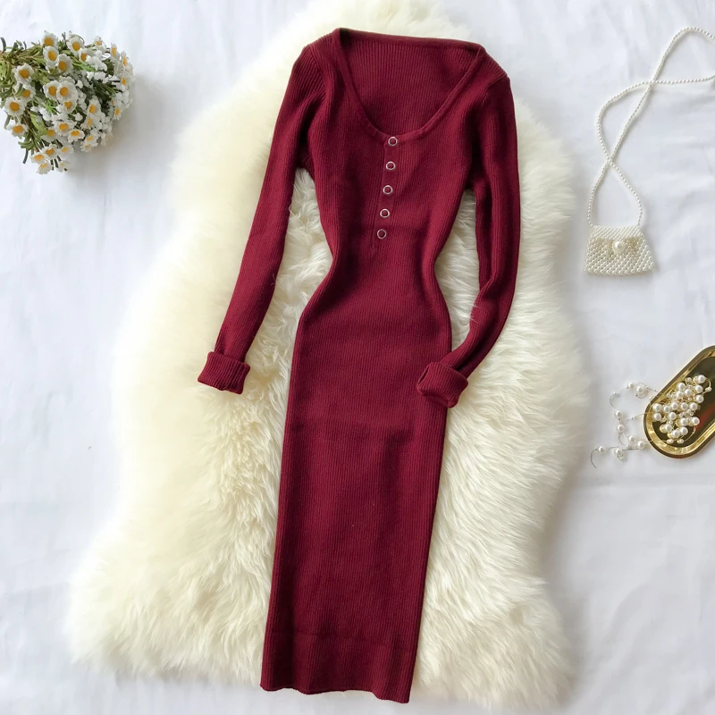 Женское платье-свитер с круглым вырезом повседневное свободное трикотажное