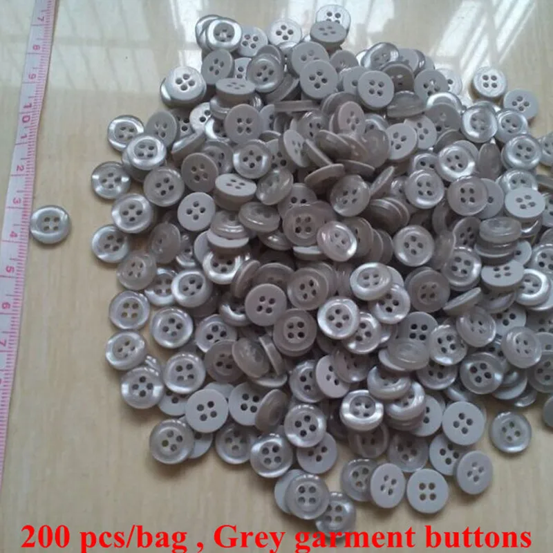 200pcs 11mm diameter clothing grey round button 4 holes gray garment buttons | Дом и сад