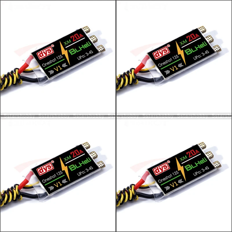 

Контроллер скорости DYS XM20A V1 mini 20A ESC для прошивки BLHeli высокой мощности, 4 шт.