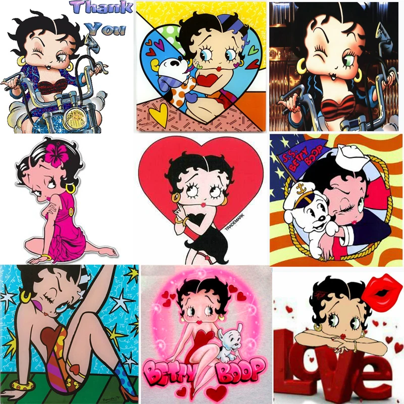 5d Сделай Сам, полная квадратная/круглая Алмазная картина betty boop, мультяшная маленькая девочка, 3d Алмазная вышивка, украшение, детский подарок