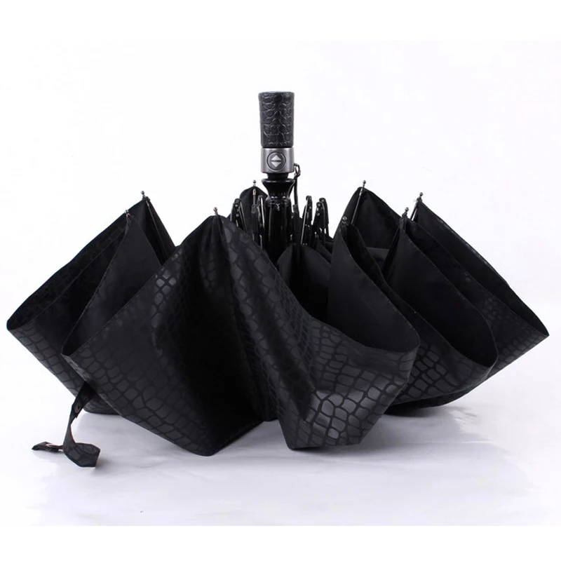 JESSE KAMM New Gentle Men Three Folding Compact Fully Automatic Large Imitation leather High Quality Winfproof Strong Umbrellas | Дом и сад