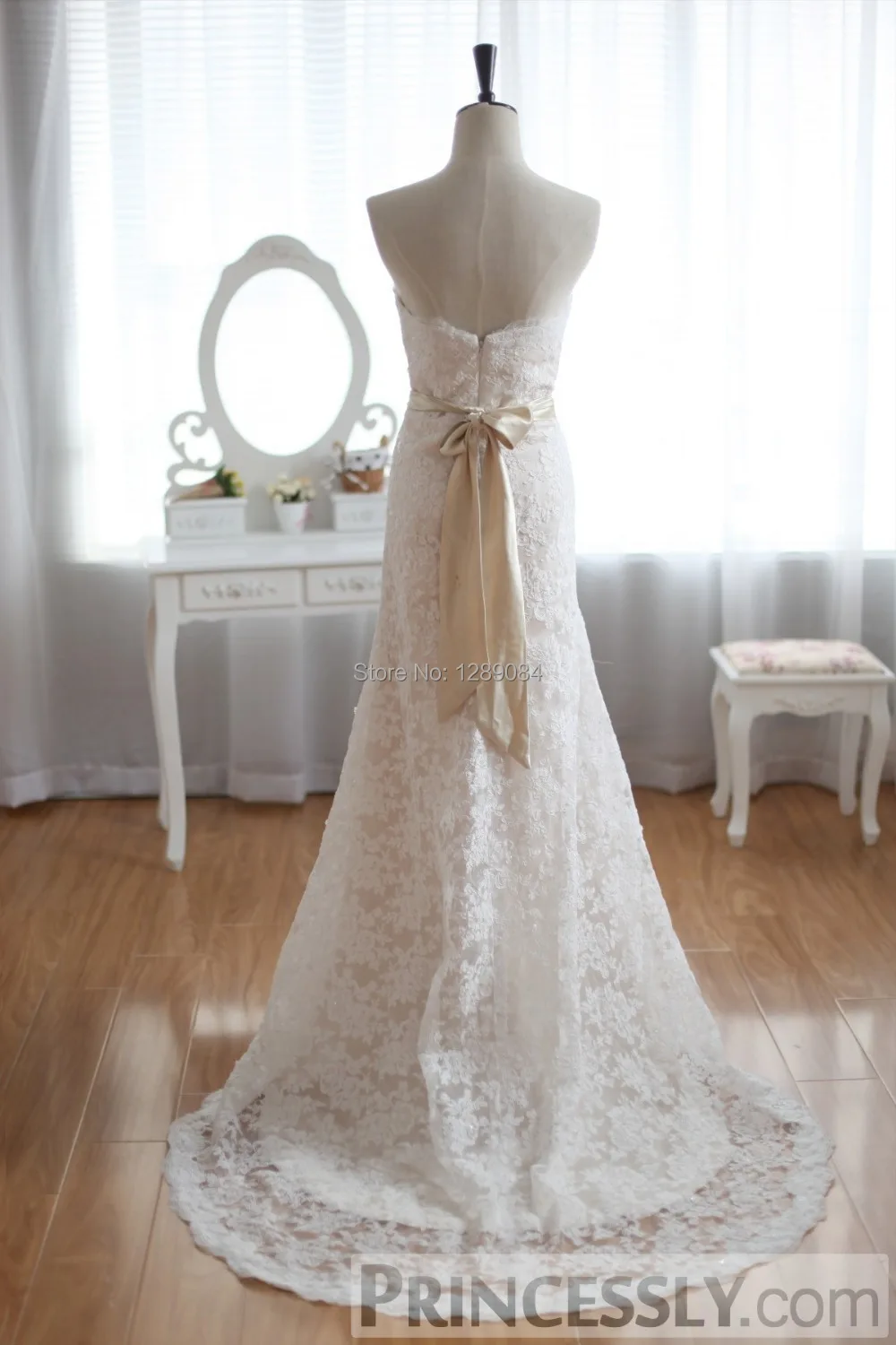 Real Picture Mermaid Sweetheart Sleeveless Court Train Bow Sashes Ivory Satin Vintage Lace Wedding Dresses Bridal Gowns 2015 | Свадьбы и