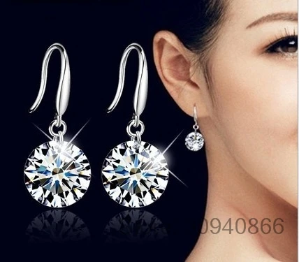 Простые круглые серьги-капли с австрийскими кристаллами Swarovski для женщин, разноцветные бусины, ювелирные изделия из стерлингового серебра S925 пробы, подарок для лучшего друга