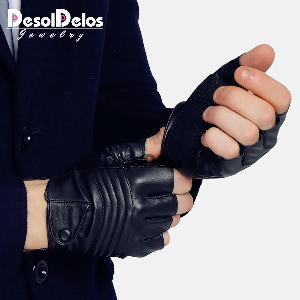 Кожаные перчатки Круглые для ногтей Luva панк хип-хоп на половину пальца