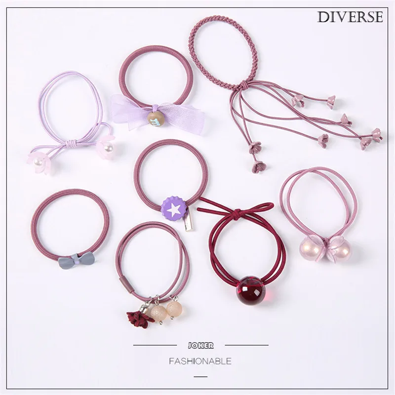 

8pcs Mixed style female Elastic Hair Bands Women Girls Ponytail Holder Scrunchies Gum Tie Hair Rubber Band Accessories Headdress