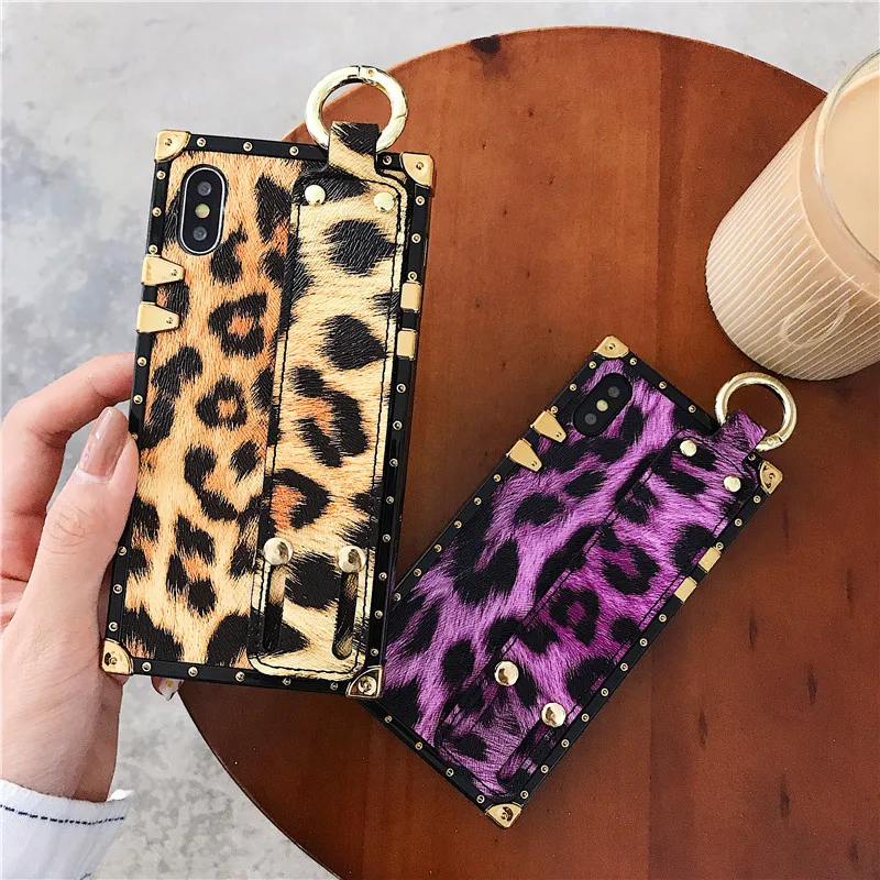 Леопардовый принт Kickstand чехол для iPhone X 6 S 7 8 Plus XR MAX Fashion IMD Мягкий защитный телефона