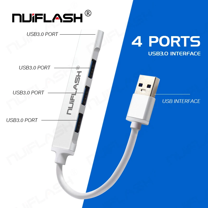 Горячий черный USB 3,0 Hi-Скорость 4-Порты и разъёмы разветвитель адаптер для ПК компьютер Прямая