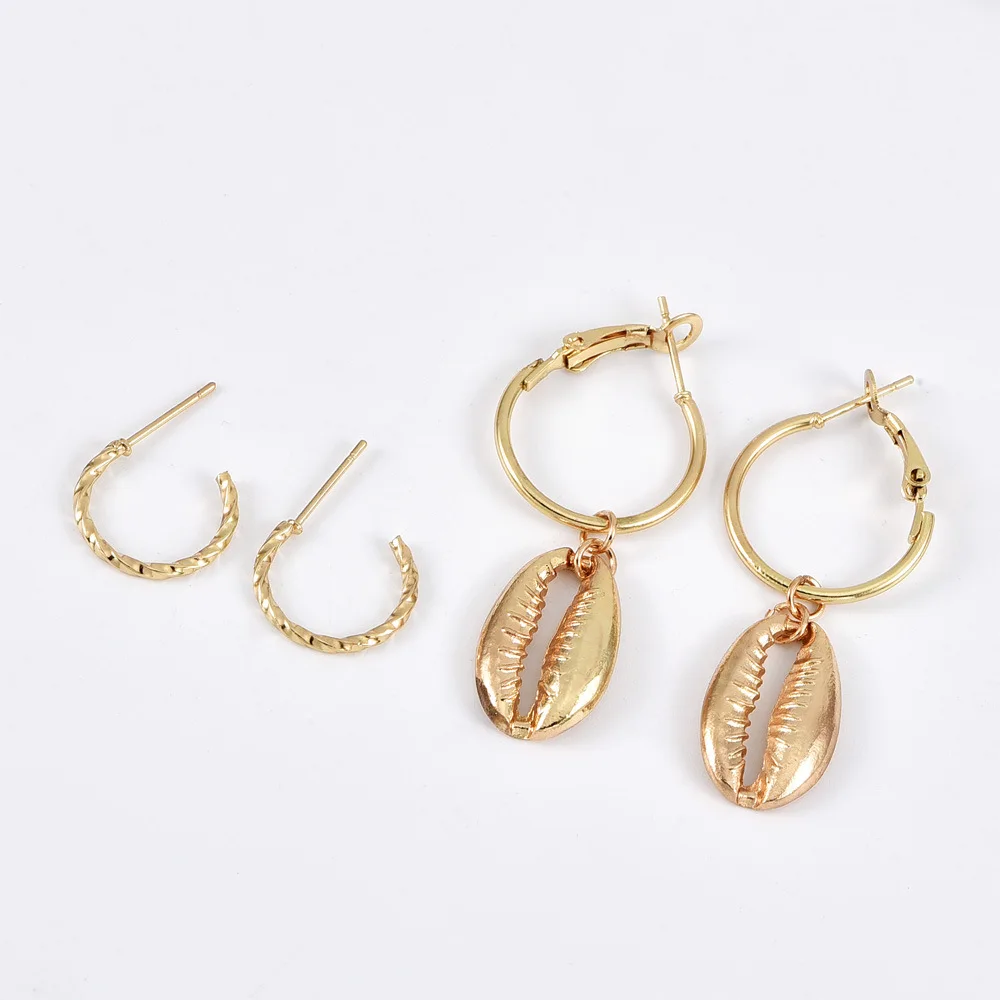 4 шт./компл. богемные женские серьги Круглый Кулон золотые серьги-гвоздики набор