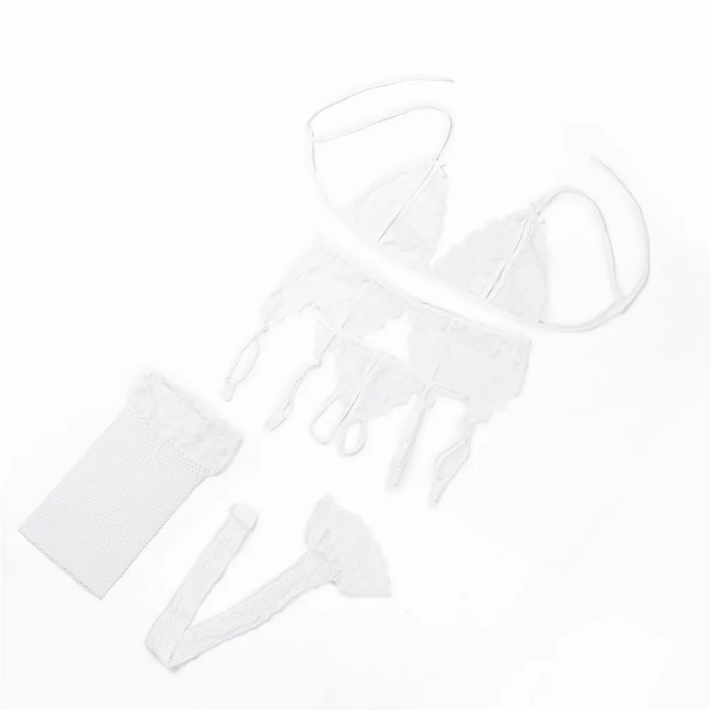 Комплект сексуального нижнего белья из 4 предметов соблазнительный кружевной