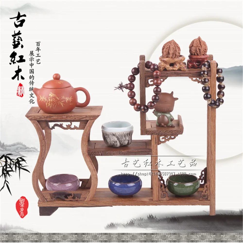 Чайный чайник из красного дерева старинная зеркальная полка маленькая