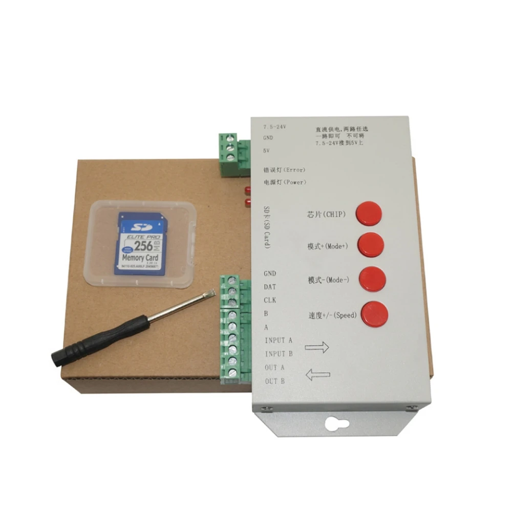 250 шт. WS2811 IC RGB светодиодный модуль водонепроницаемый DC5V+ T-1000S sd-карта WS2801 WS2811 WS2812 светодиодный контроллер+ светодиодный источник питания