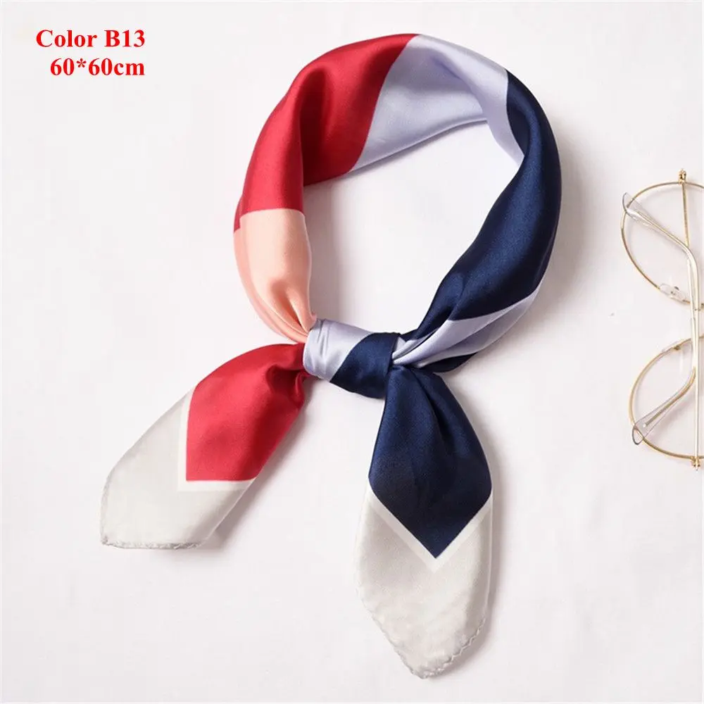 Color B13 Okdeals Летний 50*50 см женский винтажный квадратный шелковый атласный шарф облегающий элегантный головной убор повязка для волос - Цвет: Color B13