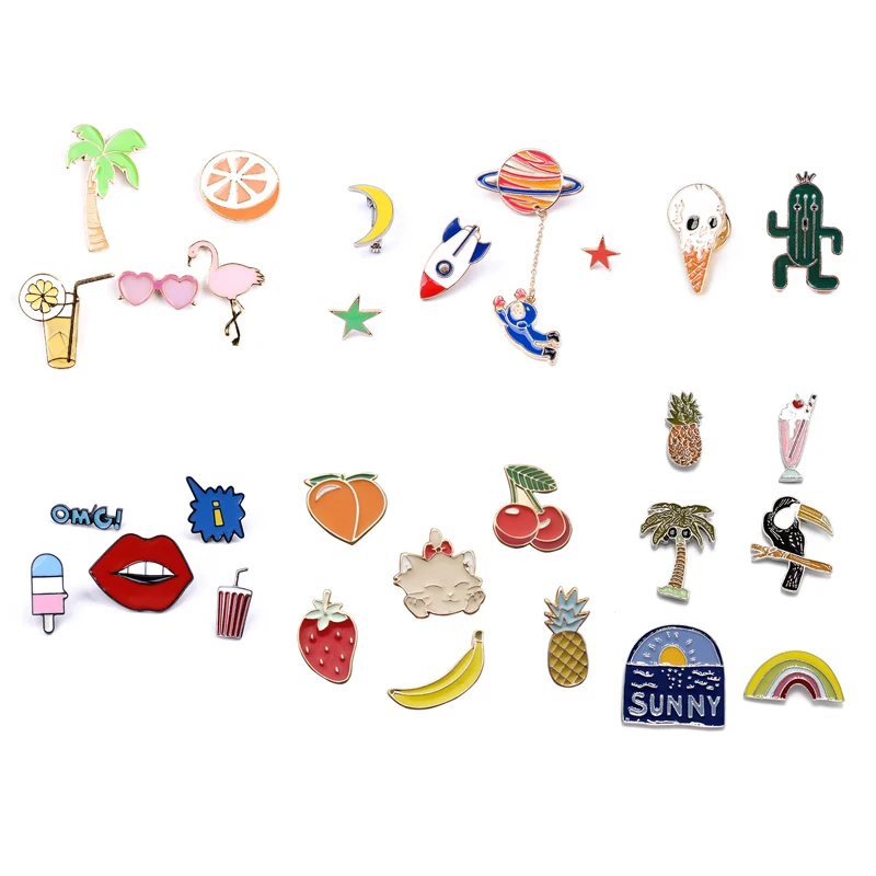 1 Набор мультяшных металлических значков для одежды Бесплатная доставка булавка