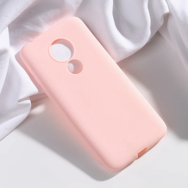 Pink Чехлы для Motorola Moto G7 Plus, мягкие силиконовые чехлы карамельного цвета на заднюю панель телефона, бампер для Moto G7 power E5 Play Go, Чехлы, чехол - Цвет: Pink
