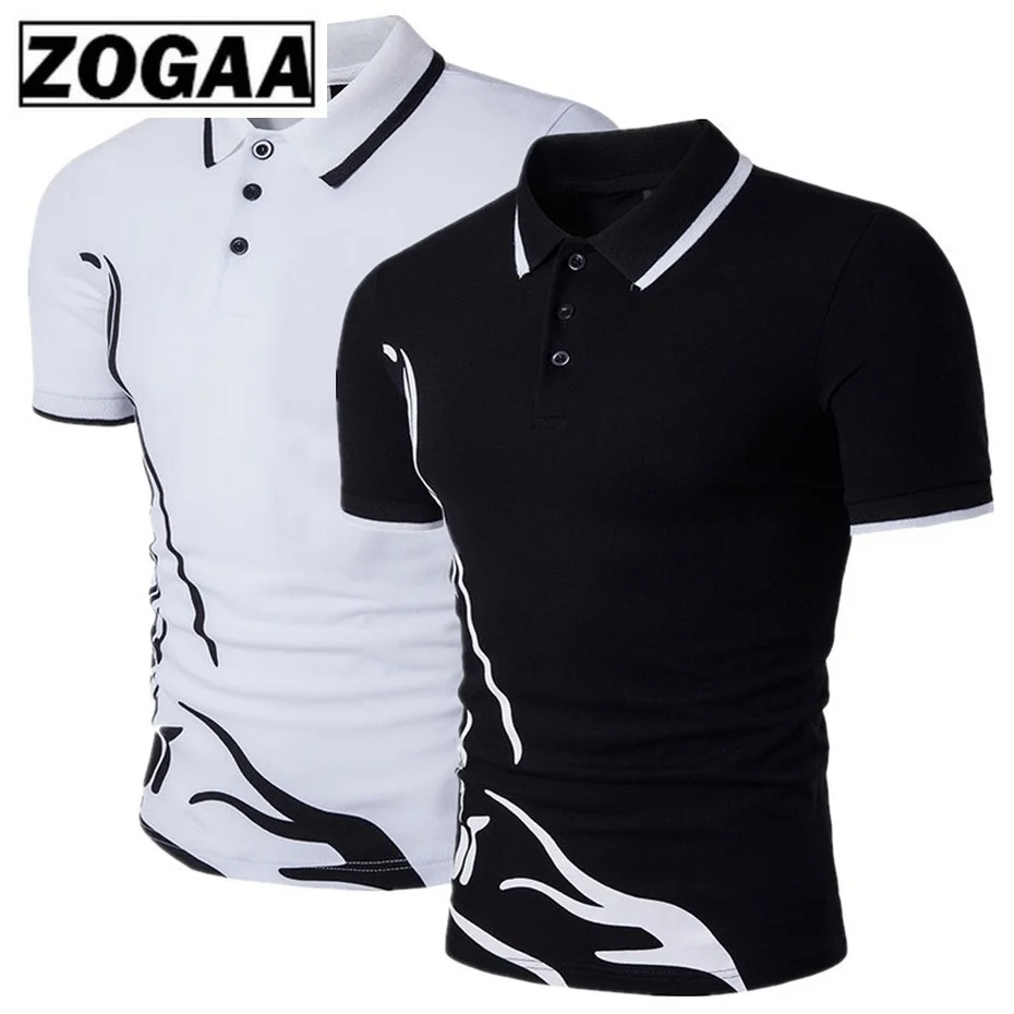 Мужская рубашка поло ZOGAA брендовая Повседневная облегающая Однотонная с