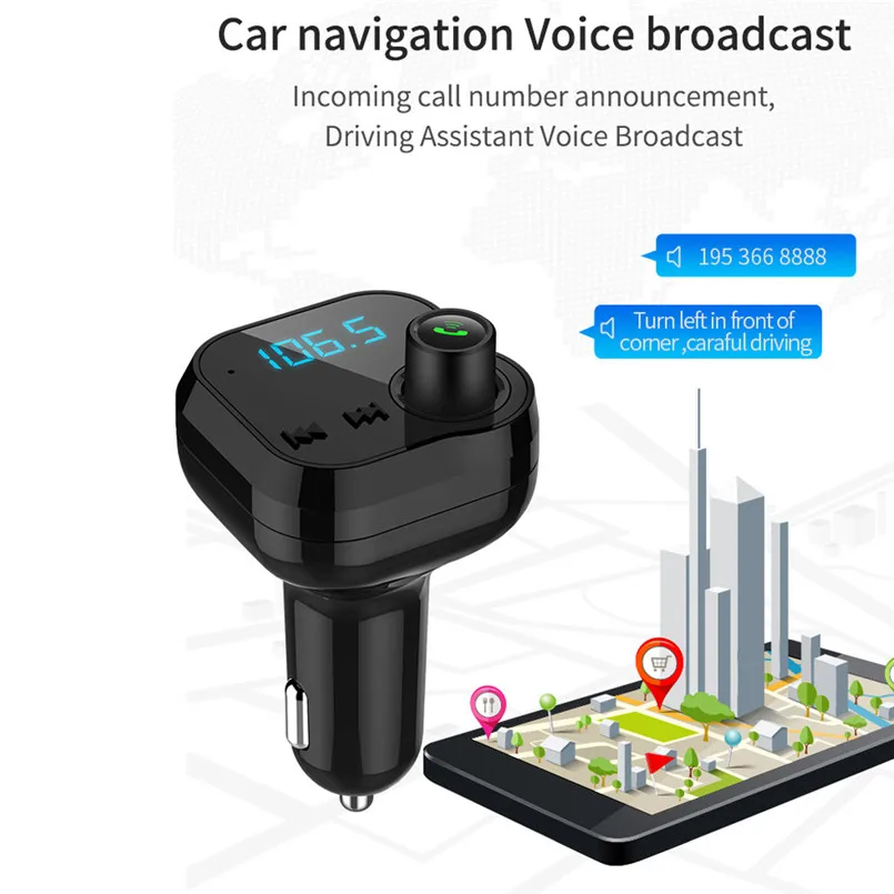 Wireless Car FM Transmitter Dual USB Mp3 Player Bluetooth Handsfree Calling LED Display Support TF Card /U Disk Music Play 30A20 |