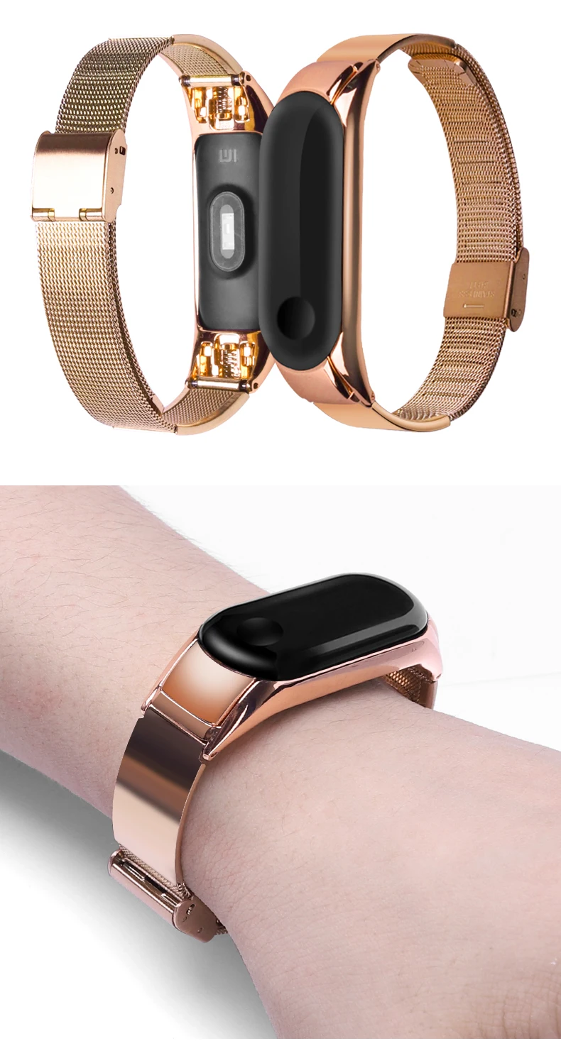 Для xiaomi mi band 3/4 металлический ремешок для наручных часов из нержавеющей стали mi Группа 4 браслет сменный ремешок mi band 3/4 аксессуары