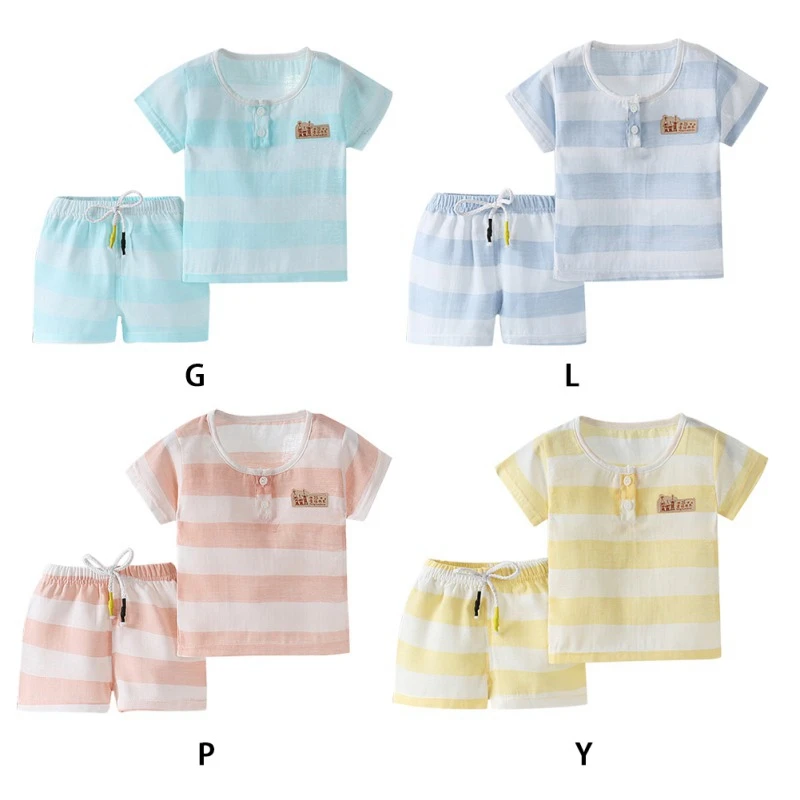 Летний комплект из 2 предметов для маленьких девочек и мальчиков одежды яркие