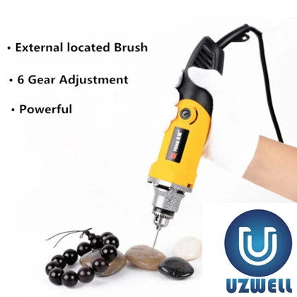 UZWELL DIY электрическая ручная дрель с 6 регулировкой скорости и аксессуарами мини