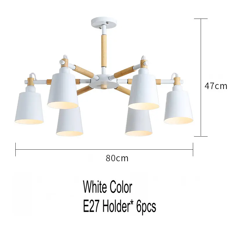 White-6 lights Artpad Nordic люстра лампа 3/6/8 светильник s металлический оттенок деревянный подвесной светильник для Спальня Гостиная Обеденная светильник ing светильники - Цвет абажура: White-6 lights