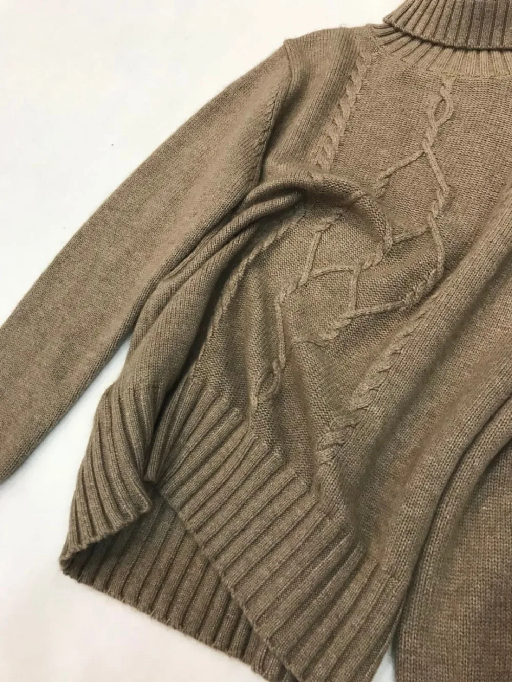 

Cashmere + Woolen twist Knit warm sets high collar Velvet Sweater + Mink Cashmere Trousers Two-pieces elastic wool suits wq111