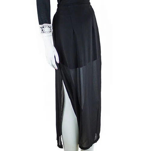 Прозрачная женская черная плиссированная шифоновая длинная юбка макси с высоким