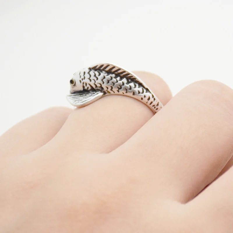 Винтажное кольцо Rerto в стиле панк для мужчин хиппи регулируемые кольца виде рыб и
