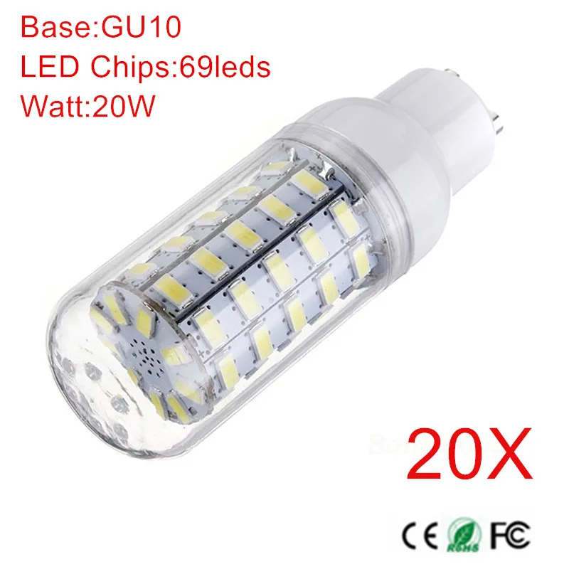 20PCS High Lumen 5730 Chip GU10 LED Corn Bulb light 20W AC110V/AC220V 230V 240V 69LEDs Lamp Replace 100W Incandescent