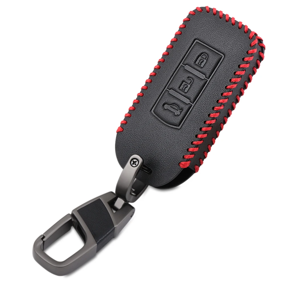 Чехол для ключей из натуральной кожи с 3 кнопками Mitsubishi Outlander Sport Pajero Shogun Montero Lancer RVR