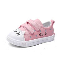 2022 autumn children girls princess shoes white pink pu leather lovely cat cartoon baby toddler shoes kids casual sport sneakers