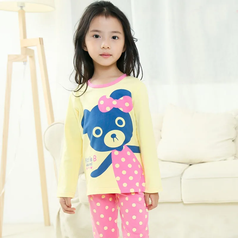 Kindstraum Девушки Весна и Осень Мультфильм Пижамы Дети Хлопок Печати Точка Sleepwears