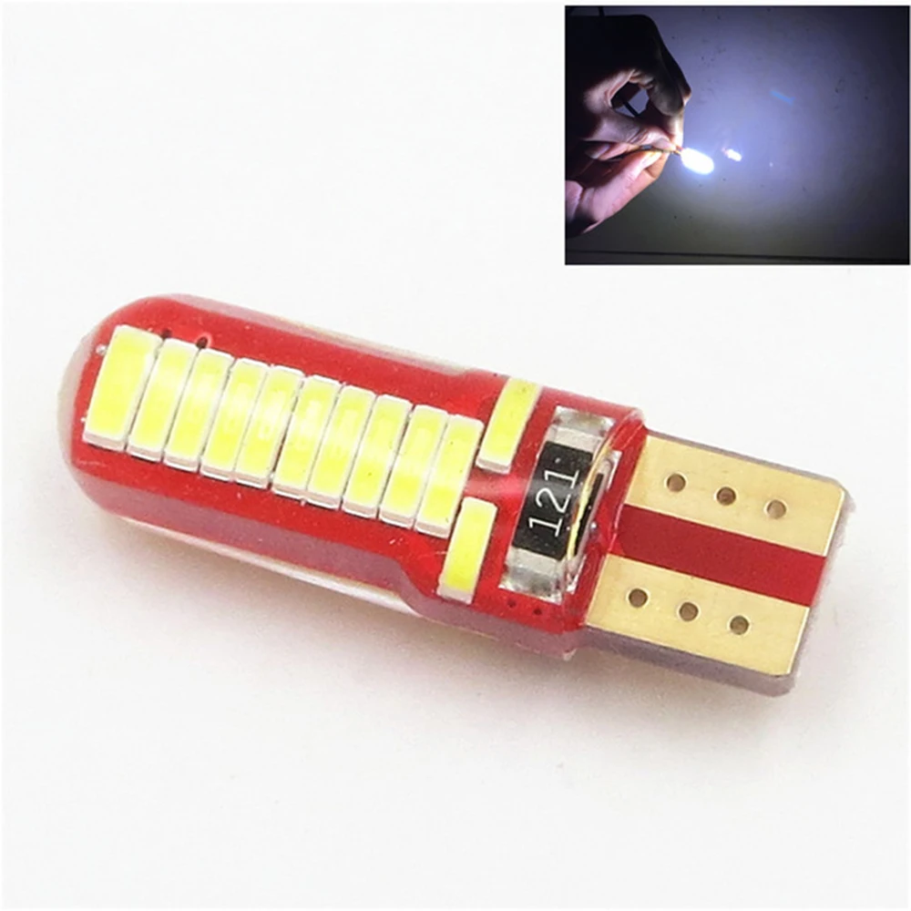 2 шт. автомобильная лампа T10 LED 4014 24SMD 6500K Диодная белые клиновидные