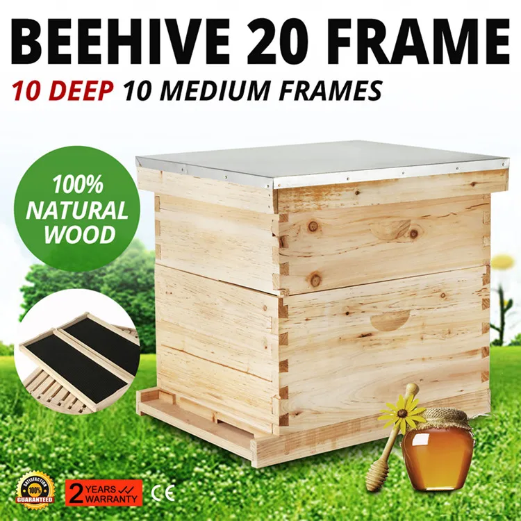 Beehive 20 Frame Box Kit (10 Deep 10 Medium) Langstroth Пчеловодство|Инструменты для пчеловодства| |
