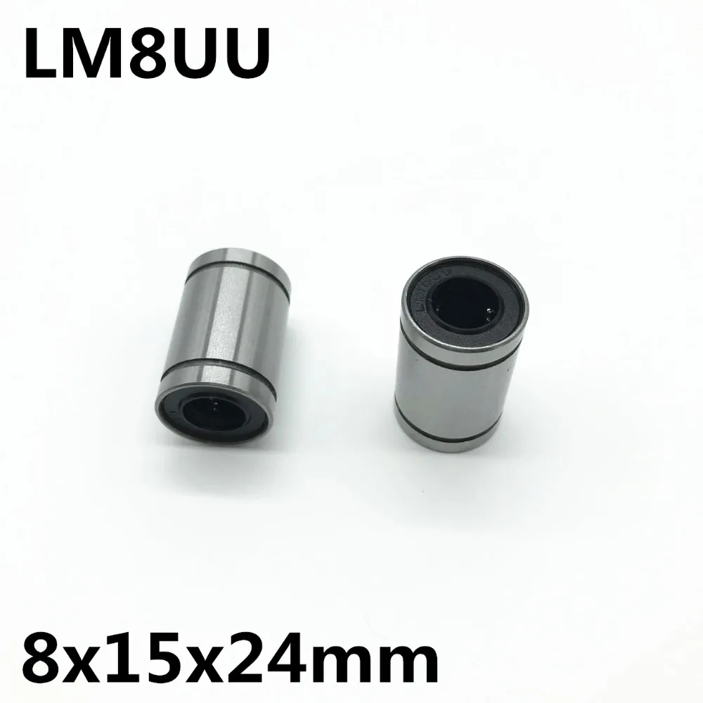 2pcs LM8UU ball bearing inner diameter 8x15x24mm guide linear optical axis bearings Linear motion bearings high quality LM8