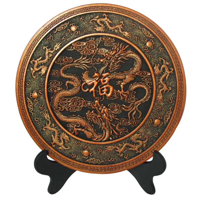 TOP foreign business gift --office home efficacious Talisman Protection auspicious dragon FU lucky FENG SHUI Sculpture ART