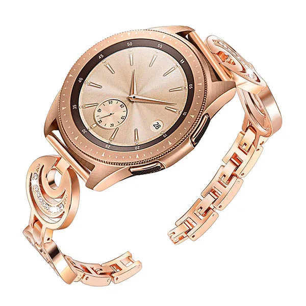 Rose Gold Женский ремешок для часов из нержавеющей стали для samsung Galaxy Watch 42 мм/Active 2 40 мм 40 мм быстроразъемный ремешок ювелирные изделия с бриллиантами - Цвет ремешка: Rose Gold