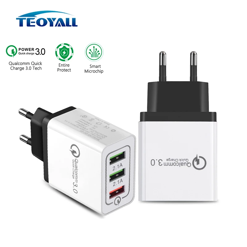 Быстрое зарядное устройство TeoYall с 3 портами 5 В 2 4 QC 0 кабель для iPhone быстрое Micro USB