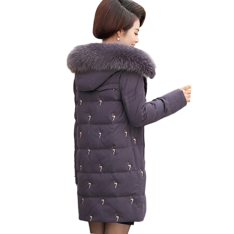

New Winter Warm Down cotton Jacket Women Long Hooded Fur Collar cotton coat High quality Women's Plus size parkas 5XL A1057