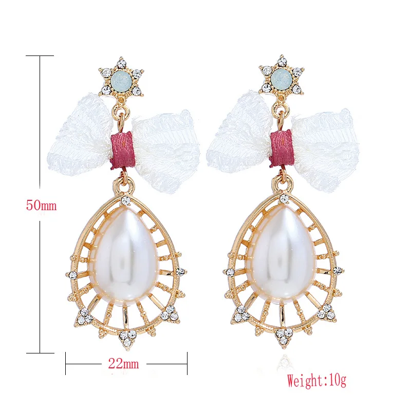 Полые капли воды Длинные Висячие Серьги Свадебная вечеринка Crystal Pearl Bowknot Модные