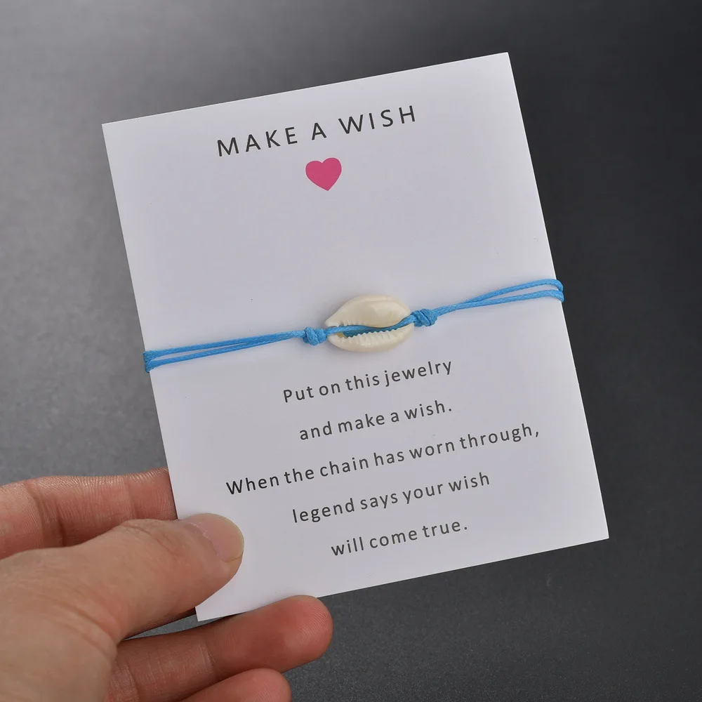 Очаровательный браслет Love Nature Shell из крафт-бумаги подарок с надписью Wish Card