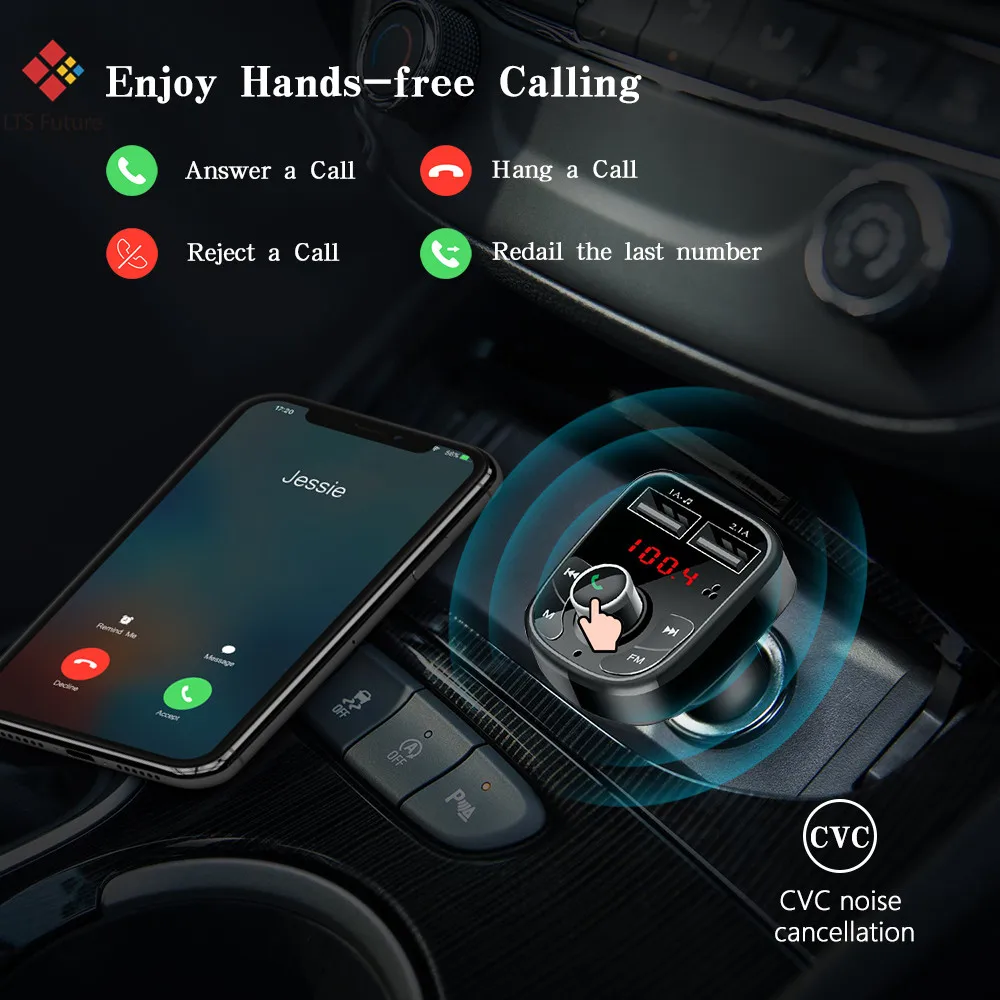 Multi Функция громкой связи Bluetooth Car Kit MP3 fm передатчик аудио плеер 2 Dual USB Порты и
