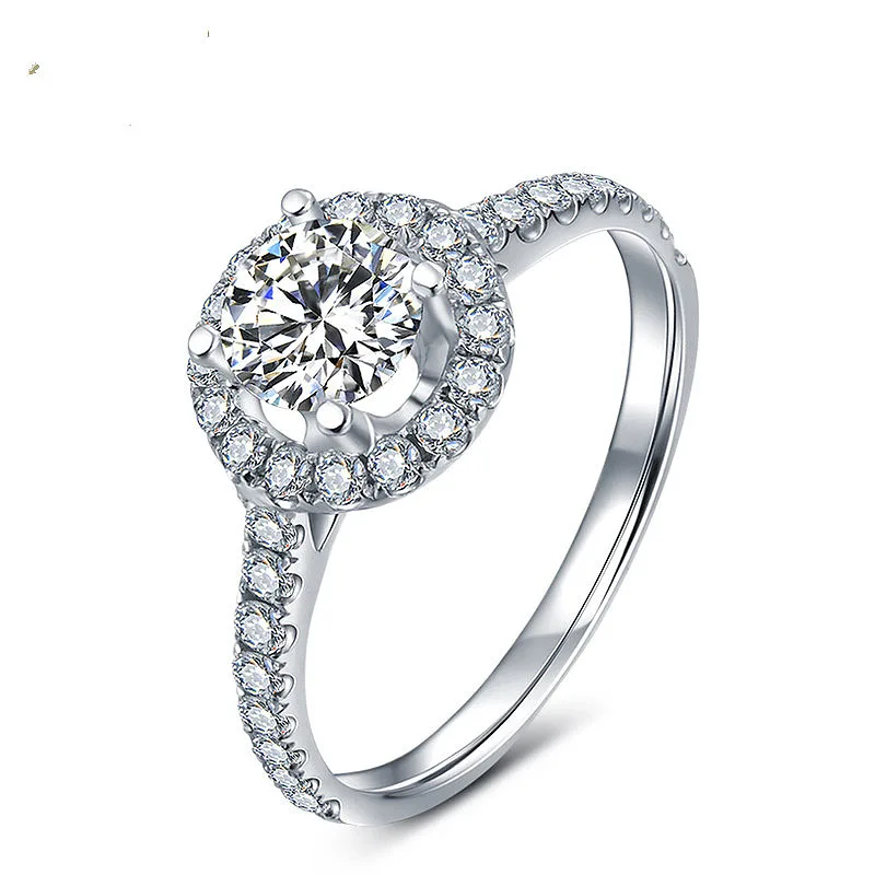 Однотонный комплект из 18-каратного белого золота для помолвки и невесты 1 карат 6 5