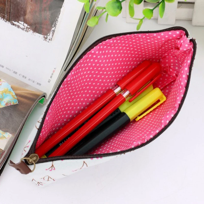 Холщовый пенал Чехол сумка для инструментов макияжа многофункциональная ручки