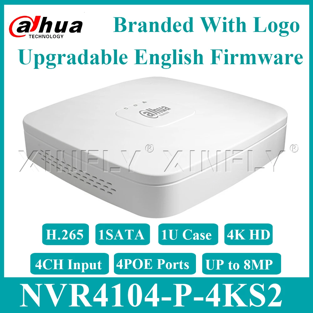 Dahua оригинальный NVR4104-P-4KS2 4CH сетевой видеорегистратор Smart 1U 4POE 4K &amp H.265 Lite с