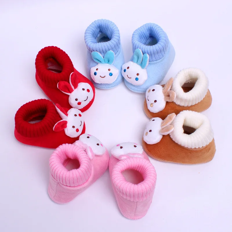 Детская обувь без шнуровки с объемным рисунком кролик милые туфли из флока для