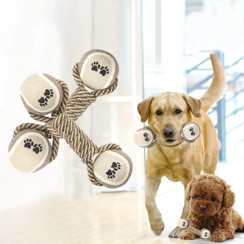 Игрушки для домашних животных оптовая продажа хлопковая веревка теннисные