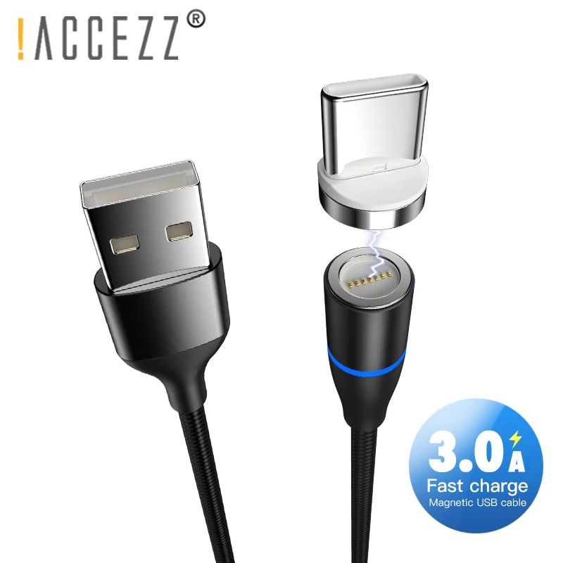 ! ACCEZZ Магнитный usb кабель 3A для быстрой зарядки и синхронизации данных iPhone XS MAX XR